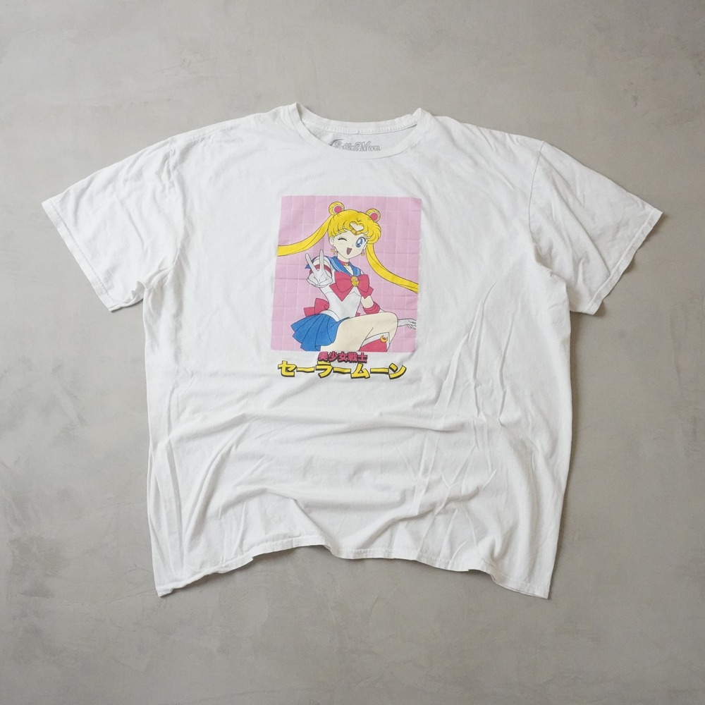 Sailor Moon Graphic T-Shirt Mens 2XL White Anime Usagi Tsukino Japanese Cotton